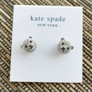 Kate Spade Arctic Friends Polar Bear Pave Mini Stud Earrings Silver